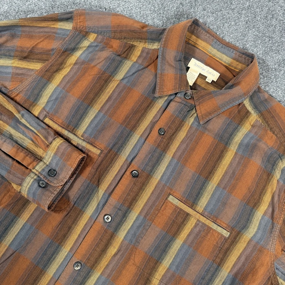 Territory Ahead Shirt Mens 2XL Tall Aztec Western Cowboy Long Sleeve Button Up